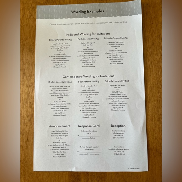 Formal invitation kit. Cream stationery / brown ribbon & monogram tags. 50 sets. - Picture 9 of 9